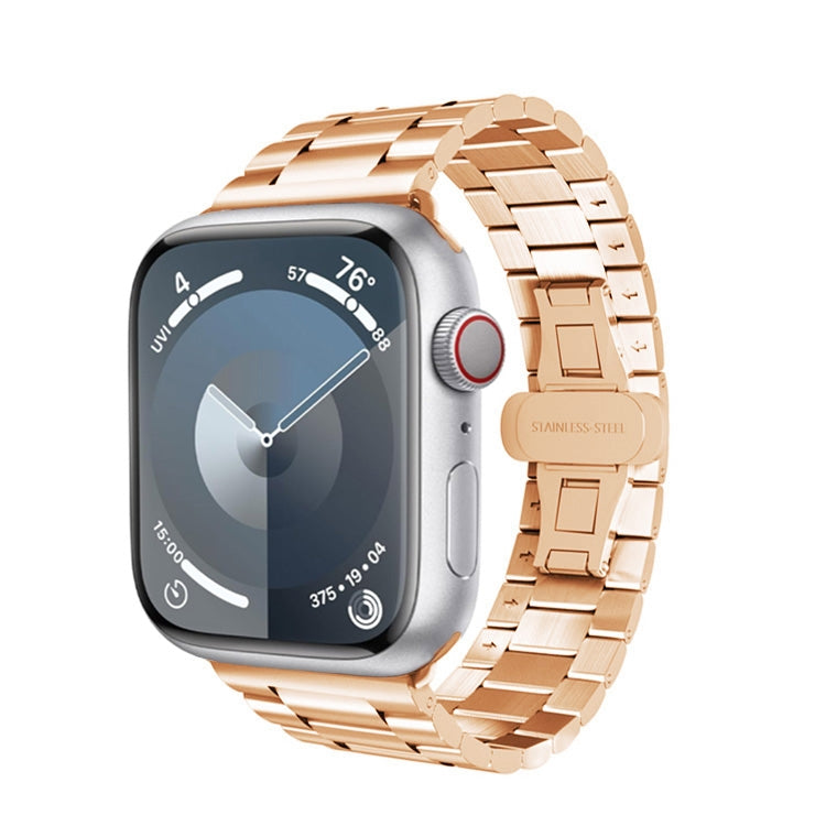 For Apple Watch Series 4 40mm Three-bead Butterfly Buckle Metal Watch Band(Rose Gold) - free shipping - PMC TechLife - Order now!