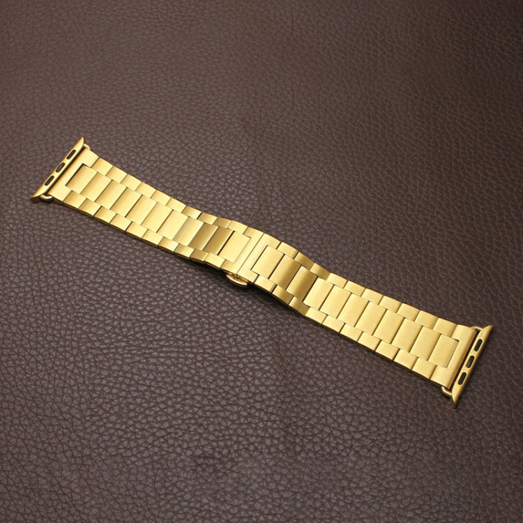 For Apple Watch 42mm Three-bead Butterfly Buckle Metal Watch Band(Gold) - Watch Bands by PMC TechLife | Online Shopping South Africa | PMC TechLife