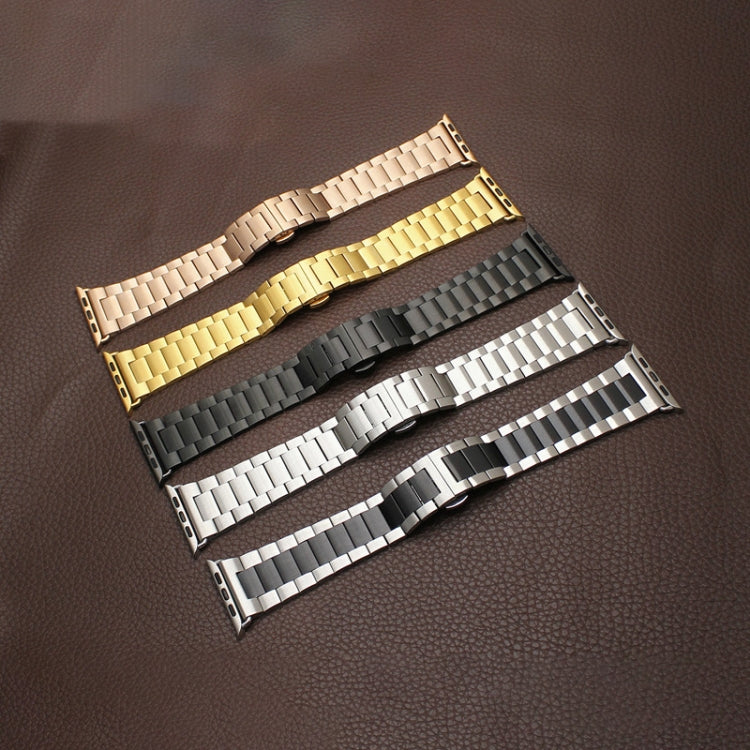For Apple Watch Ultra 2 49mm Three-bead Butterfly Buckle Metal Watch Band(Black) - Watch Bands by PMC TechLife | Online Shopping South Africa | PMC TechLife