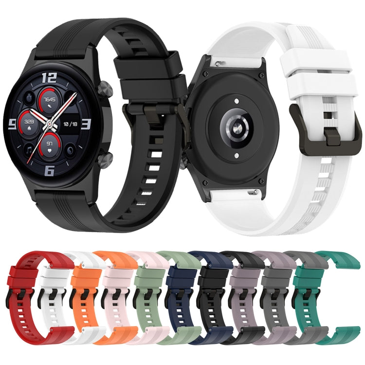 For Honor Watch GS 4 Striped Stainless Steel Buckle Silicone Watch Band(Light Pink) - Watch Bands by PMC TechLife | Online Shopping South Africa | PMC TechLife