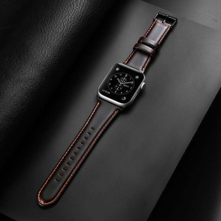 For Apple Watch Ultra 2 49mm DUX DUCIS Business Genuine Leather Watch Strap(Coffee) - Watch Bands by DUX DUCIS | Online Shopping South Africa | PMC TechLife | Buy Now Pay Later Mobicred