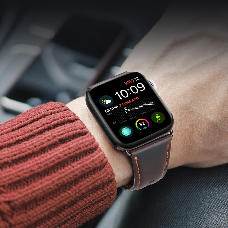 For Apple Watch Ultra 2 49mm DUX DUCIS Business Genuine Leather Watch Strap(Coffee) - Watch Bands by DUX DUCIS | Online Shopping South Africa | PMC TechLife | Buy Now Pay Later Mobicred