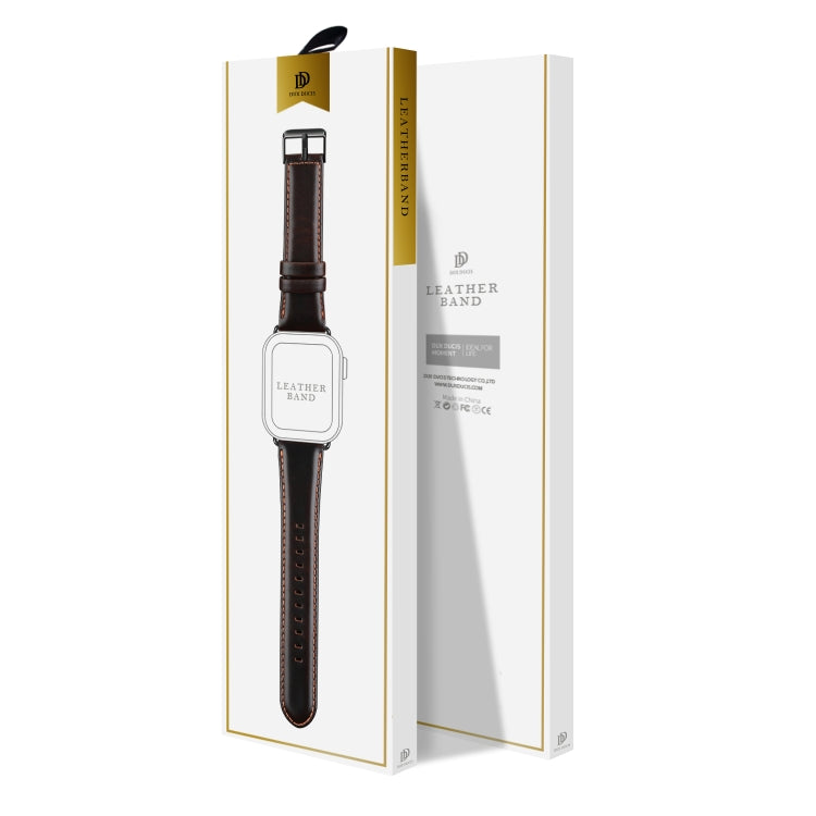 For Apple Watch Ultra 2 49mm DUX DUCIS Business Genuine Leather Watch Strap(Coffee) - Watch Bands by DUX DUCIS | Online Shopping South Africa | PMC TechLife | Buy Now Pay Later Mobicred