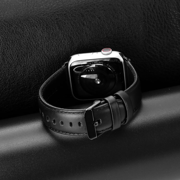 For Apple Watch Ultra 49mm DUX DUCIS Business Genuine Leather Watch Strap(Black) - Watch Bands by DUX DUCIS | Online Shopping South Africa | PMC Jewellery