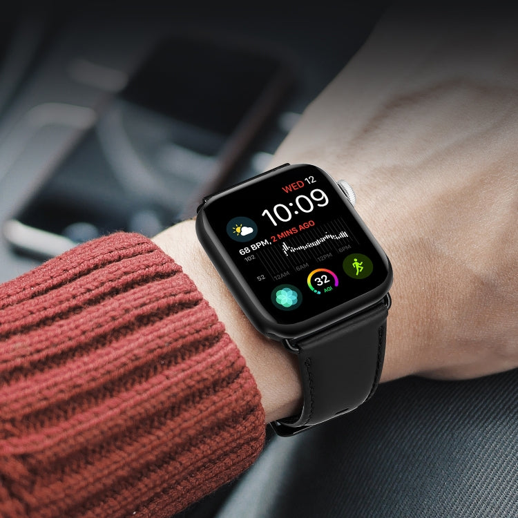 For Apple Watch Ultra 49mm DUX DUCIS Business Genuine Leather Watch Strap(Black) - Watch Bands by DUX DUCIS | Online Shopping South Africa | PMC TechLife | Buy Now Pay Later Mobicred