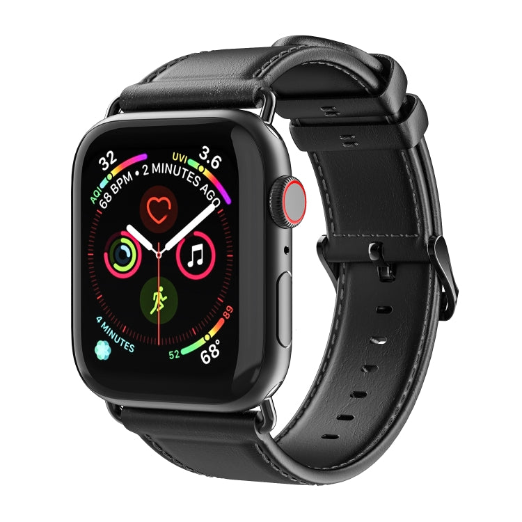 For Apple Watch Ultra 49mm DUX DUCIS Business Genuine Leather Watch Strap(Black) - Watch Bands by DUX DUCIS | Online Shopping South Africa | PMC TechLife | Buy Now Pay Later Mobicred