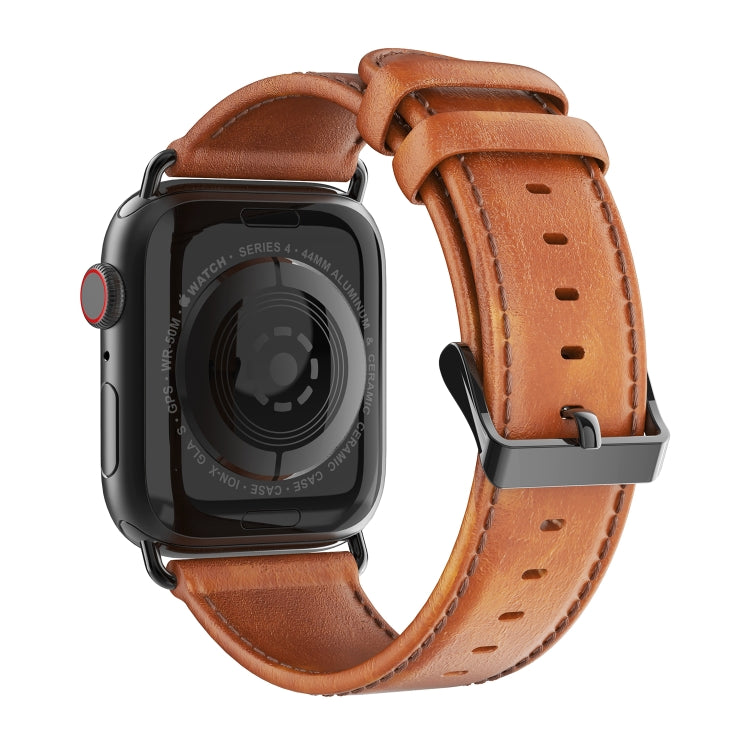 For Apple Watch Series 7 41mm DUX DUCIS Business Genuine Leather Watch Strap(Khaki) - free shipping - PMC TechLife - Order now!