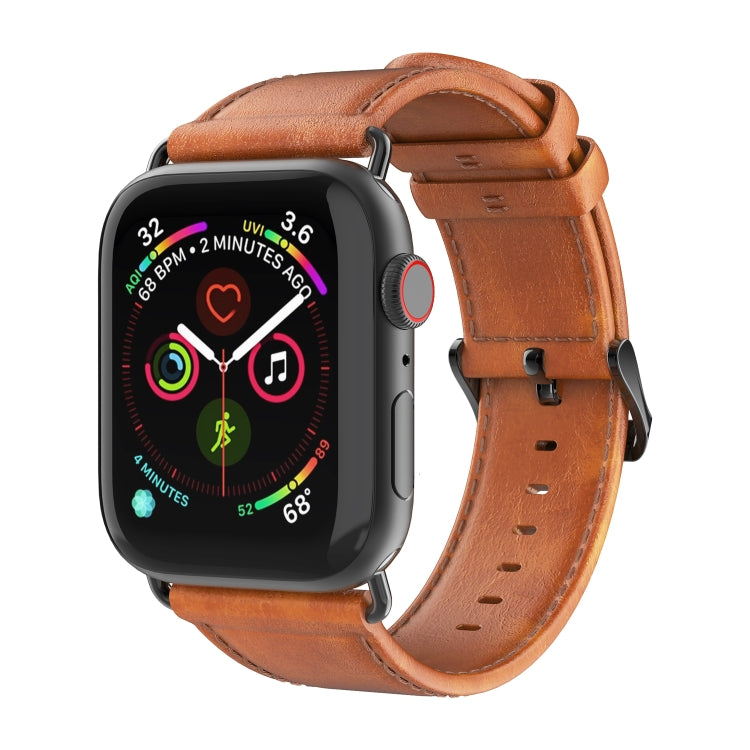 For Apple Watch Series 7 41mm DUX DUCIS Business Genuine Leather Watch Strap(Khaki) - free shipping - PMC TechLife - Order now!
