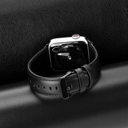 For Apple Watch Series 10 46mm DUX DUCIS Business Genuine Leather Watch Strap(Black) - Watch Bands by DUX DUCIS | Online Shopping South Africa | PMC Jewellery | Buy Now Pay Later Mobicred