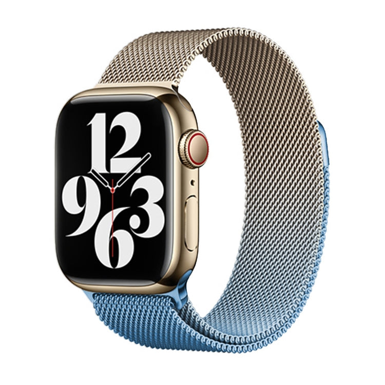 For Apple Watch Series 9 41mm Milan Gradient Loop Magnetic Buckle Watch Band(Gold Blue) - Watch Bands by PMC Jewellery | Online Shopping South Africa | PMC Jewellery