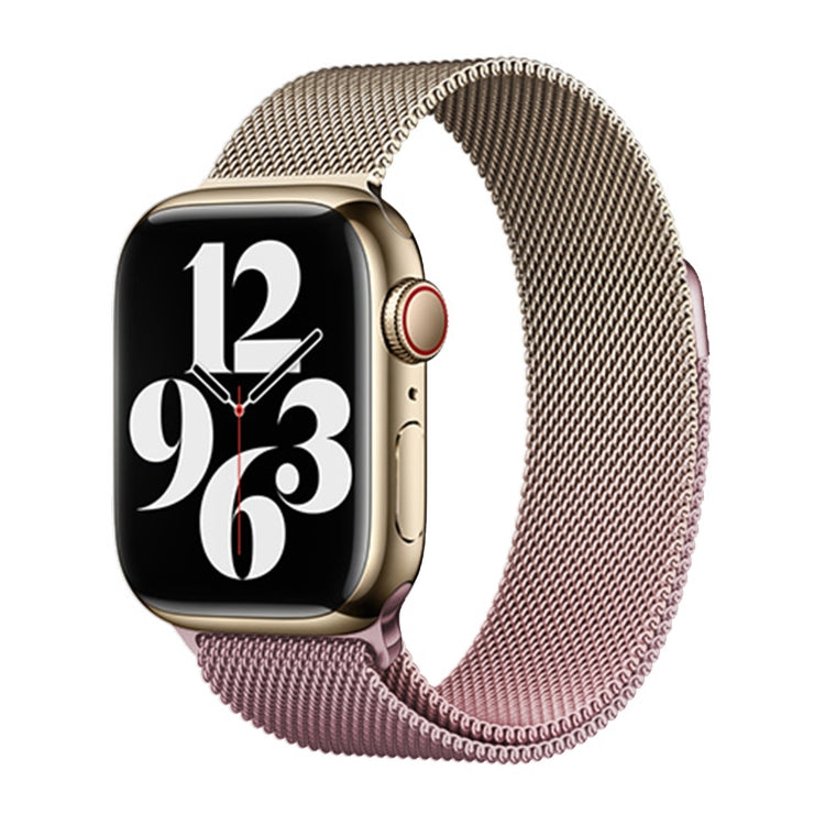 For Apple Watch Series 2 42mm Milan Gradient Loop Magnetic Buckle Watch Band(Gold Light Pink) - Watch Bands by PMC TechLife | Online Shopping South Africa | PMC TechLife