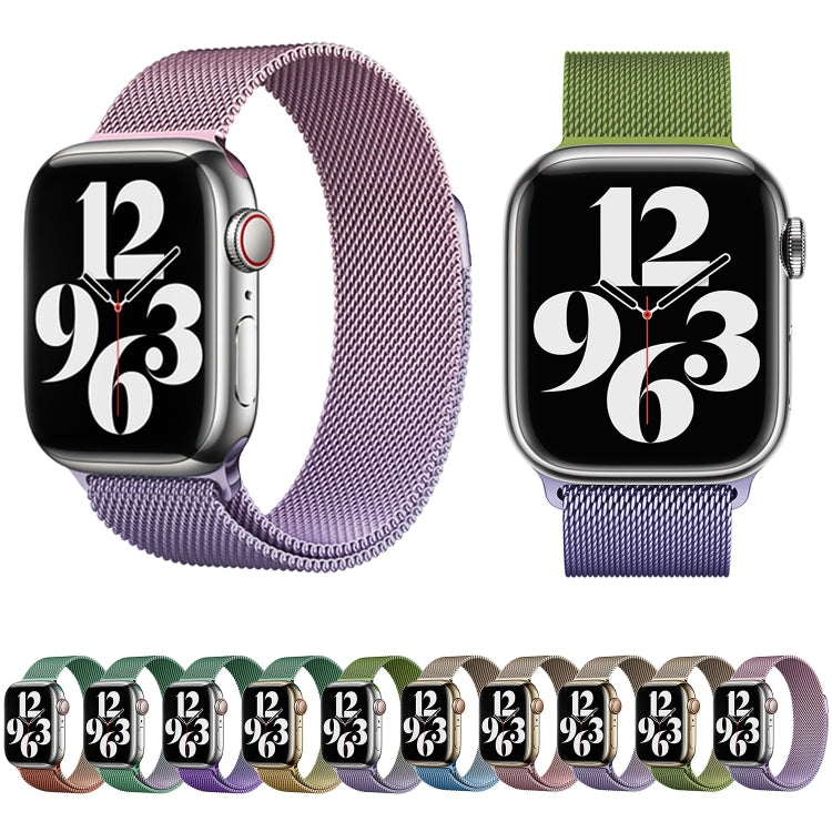 For Apple Watch Series 2 42mm Milan Gradient Loop Magnetic Buckle Watch Band(Gold Lavender) - Watch Bands by PMC TechLife | Online Shopping South Africa | PMC TechLife