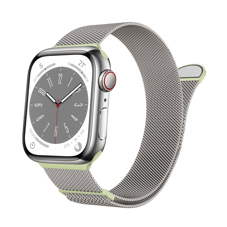 For Apple Watch Series 9 41mm Two Color Milanese Loop Magnetic Watch Band(Starlight Green) - Watch Bands by PMC Jewellery | Online Shopping South Africa | PMC Jewellery