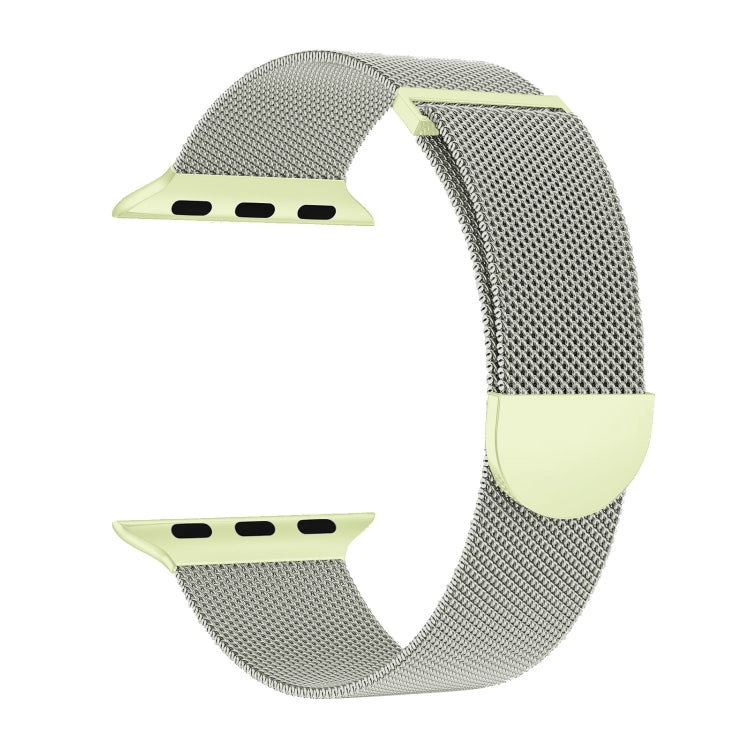 For Apple Watch SE 40mm Two Color Milanese Loop Magnetic Watch Band(Starlight Green) - Watch Bands by PMC Jewellery | Online Shopping South Africa | PMC Jewellery