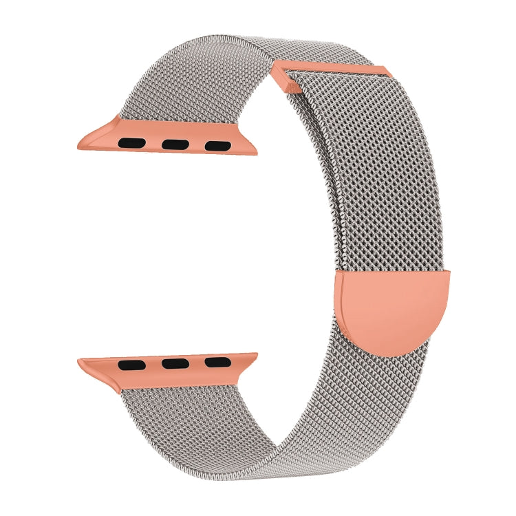 For Apple Watch Series 3 42mm Two Color Milanese Loop Magnetic Watch Band(Starlight Orange) - Watch Bands by PMC Jewellery | Online Shopping South Africa | PMC Jewellery