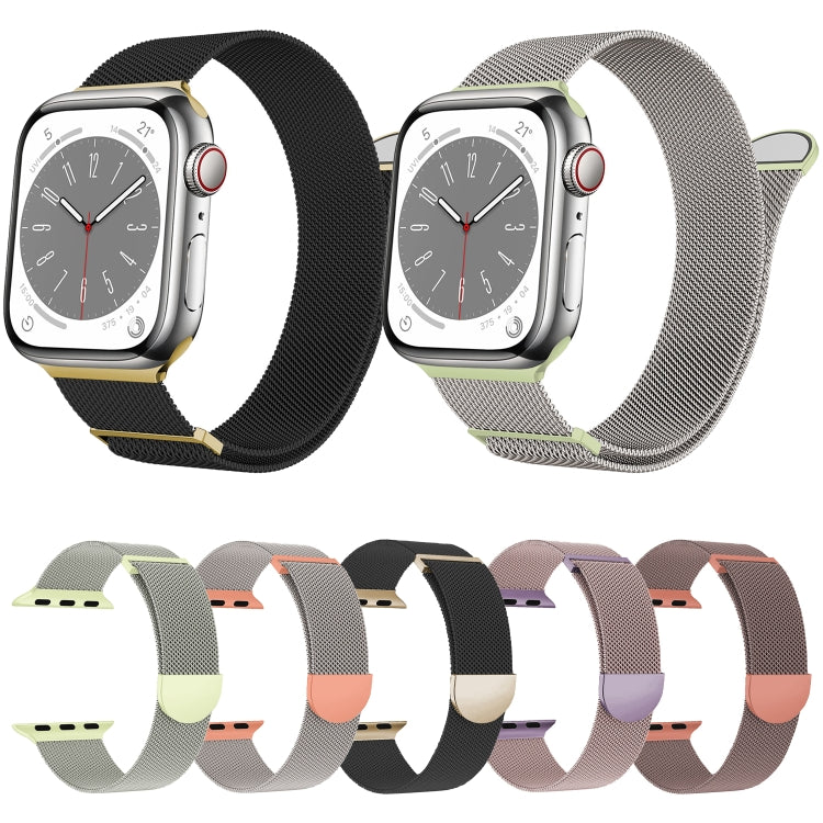 For Apple Watch Series 3 38mm Two Color Milanese Loop Magnetic Watch Band(Pink Purple) - Watch Bands by PMC TechLife | Online Shopping South Africa | PMC TechLife