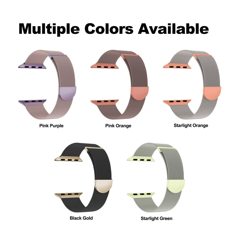 For Apple Watch Series 4 44mm Two Color Milanese Loop Magnetic Watch Band(Starlight Orange) - Watch Bands by PMC Jewellery | Online Shopping South Africa | PMC Jewellery