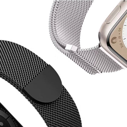 For Apple Watch Series 7 45mm Two Color Milanese Loop Magnetic Watch Band(Starlight Green) - Watch Bands by PMC Jewellery | Online Shopping South Africa | PMC Jewellery