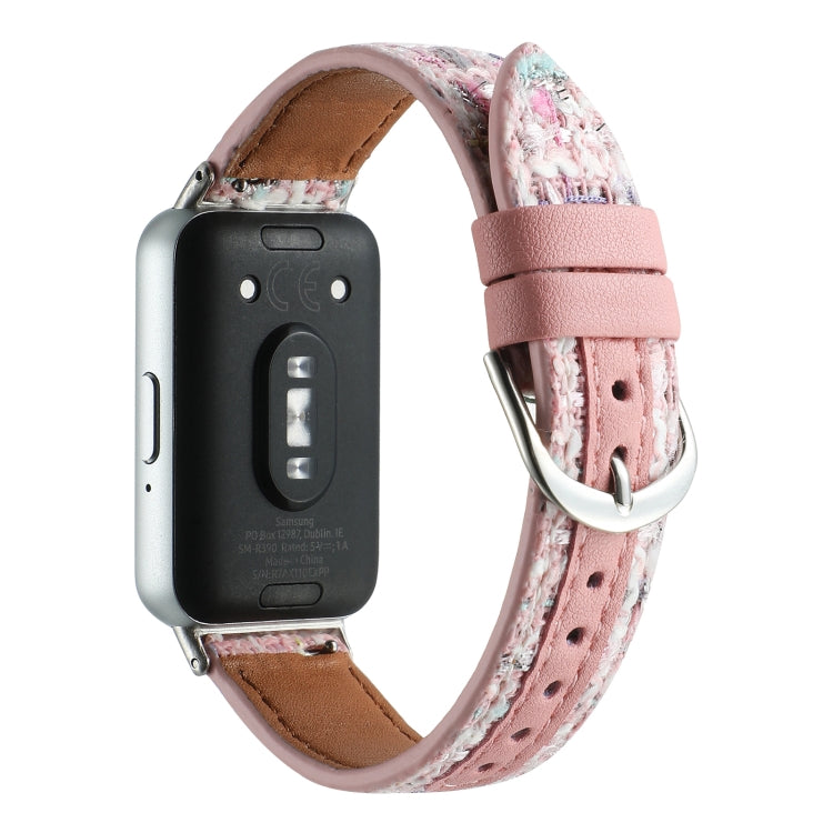 For Samsung Galaxy Fit 3 Woolen Leather Watch Band(Pink) - Watch Bands by PMC Jewellery | Online Shopping South Africa | PMC Jewellery