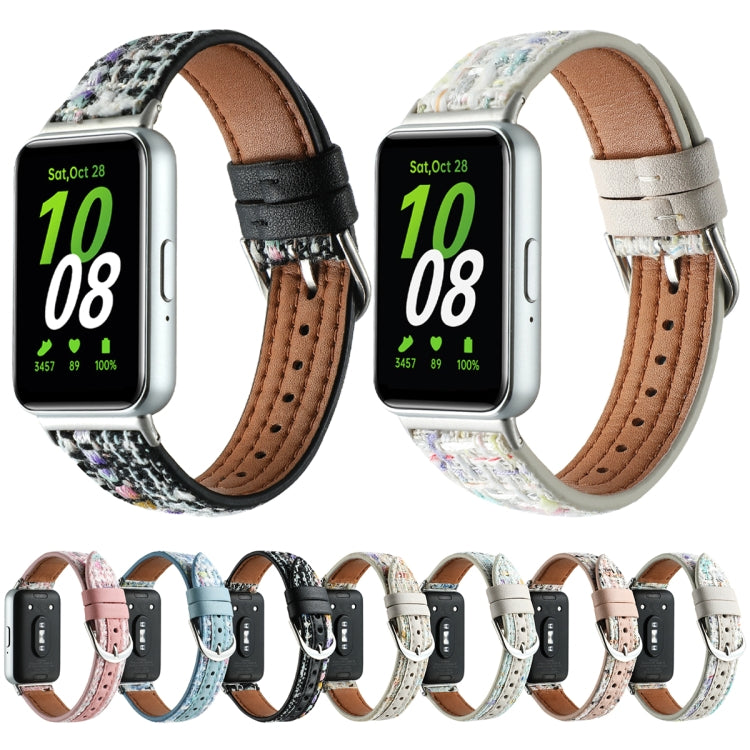For Samsung Galaxy Fit 3 Woolen Leather Watch Band(Colorful White) - Watch Bands by PMC TechLife | Online Shopping South Africa | PMC TechLife