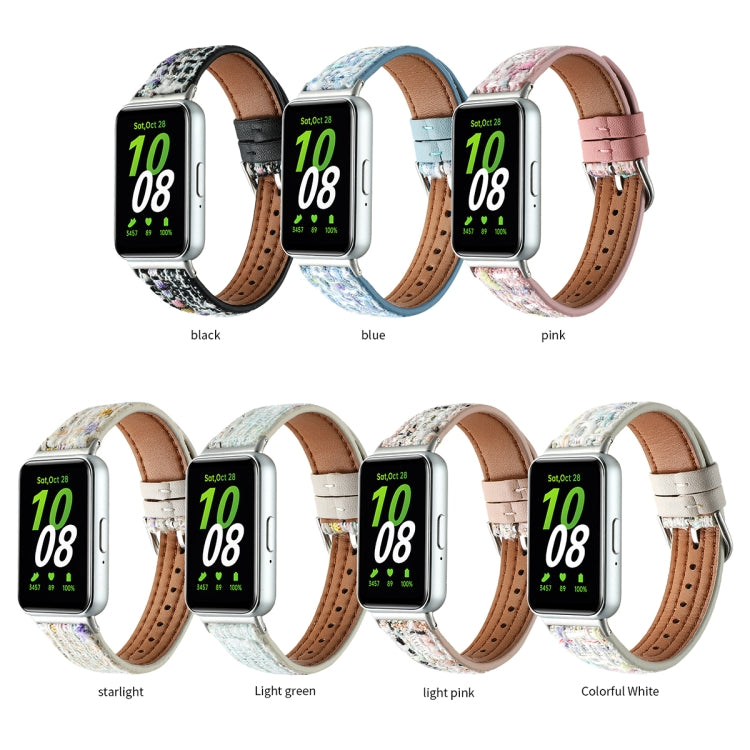 For Samsung Galaxy Fit 3 Woolen Leather Watch Band(Light Green) - Watch Bands by PMC Jewellery | Online Shopping South Africa | PMC Jewellery