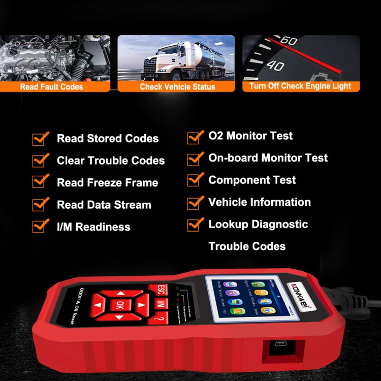 KONNWEI KW851 2 in 1 Car OBDll Scanner Diagnostic Tool Oil Service Light Reset(Black) - Code Readers & Scan Tools by KONNWEI | Online Shopping South Africa | PMC Jewellery | Buy Now Pay Later Mobicred