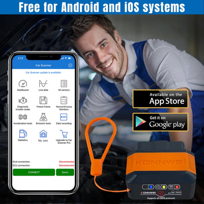 KONNWEI KW906 Bluetooth 5.0 Car OBD2 Scanner Support Android & iOS(Black) - Code Readers & Scan Tools by KONNWEI | Online Shopping South Africa | PMC Jewellery | Buy Now Pay Later Mobicred