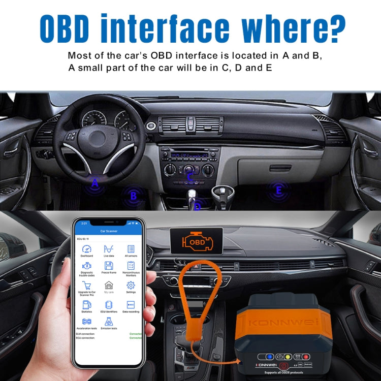 KONNWEI KW906 Bluetooth 5.0 Car OBD2 Scanner Support Android & iOS(Black Red) - free shipping - PMC TechLife - Order now!