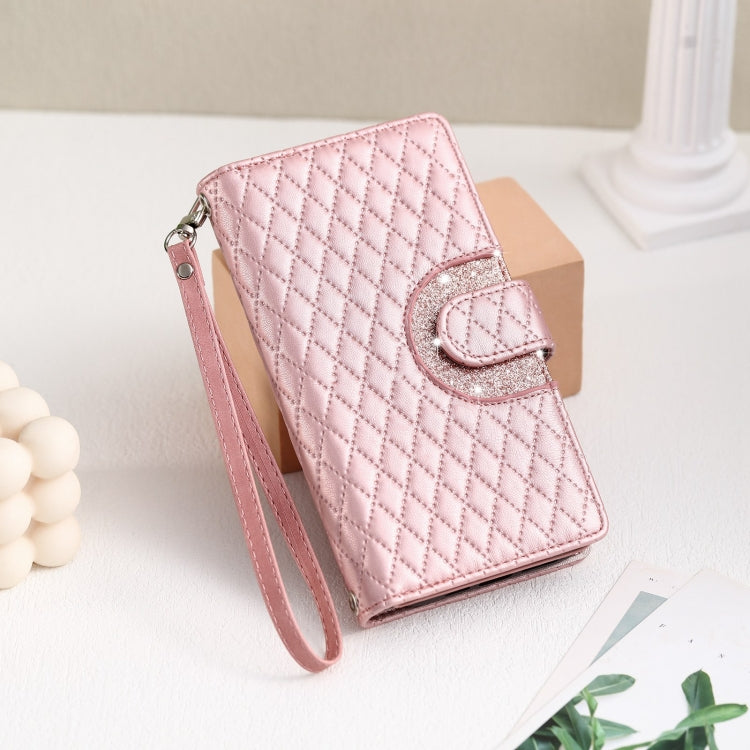 For Google Pixel 7a Glitter Lattice Zipper Wallet Leather Phone Case(Rose Gold) - Google Cases by PMC Jewellery | Online Shopping South Africa | PMC Jewellery | Buy Now Pay Later Mobicred