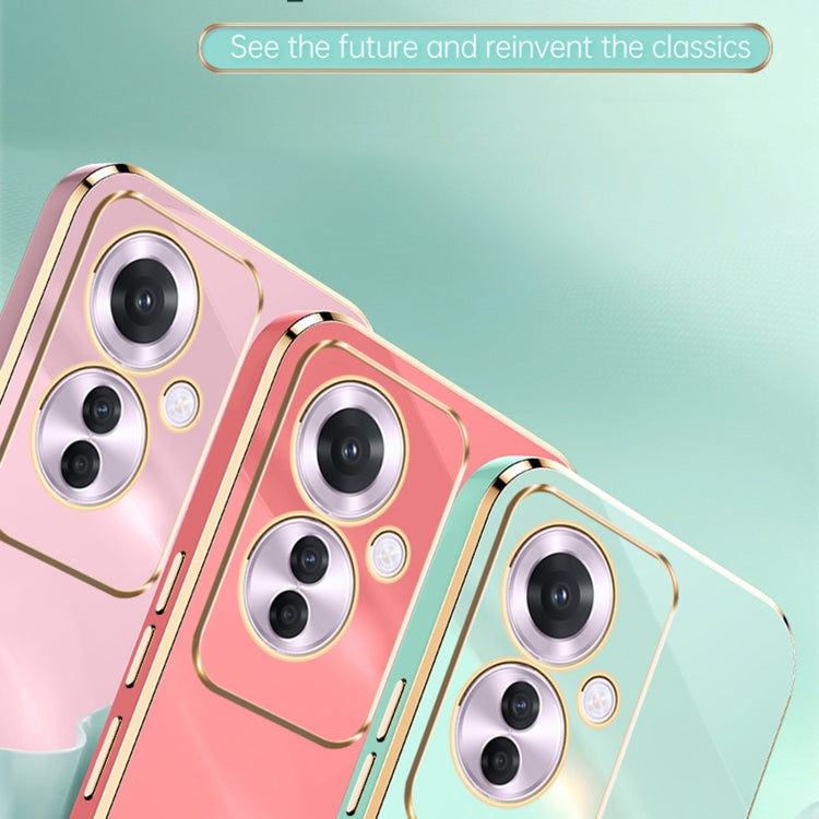 For OPPO Reno11 F XINLI Straight Edge 6D Electroplate TPU Phone Case(Cherry Purple) - free shipping - PMC Jewellery - Order now!