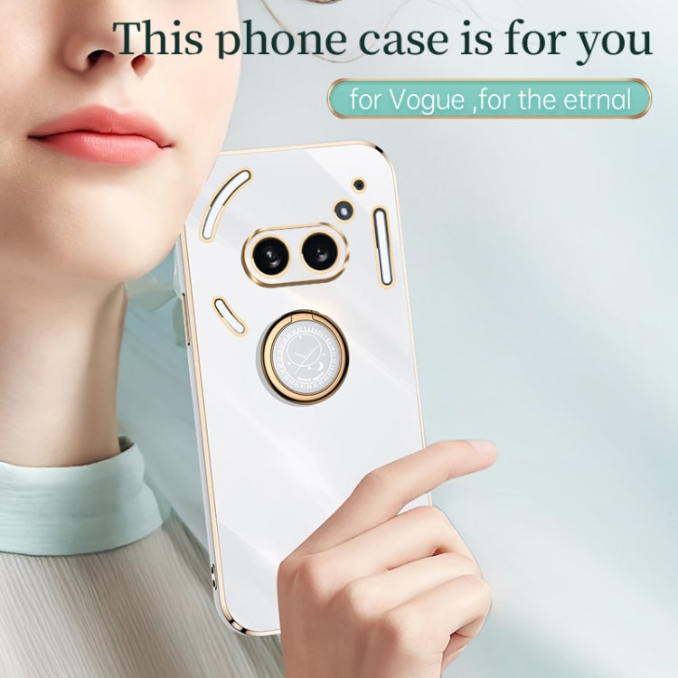 For Nothing Phone 2A XINLI Straight Edge 6D Electroplate TPU Phone Case with Ring Holder(Cherry Purple) - More Brand by XINLI | Online Shopping South Africa | PMC Jewellery | Buy Now Pay Later Mobicred