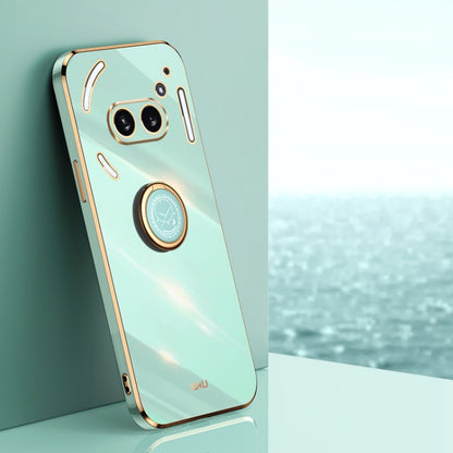 For Nothing Phone 2A XINLI Straight Edge 6D Electroplate TPU Phone Case with Ring Holder(Mint Green) - More Brand by XINLI | Online Shopping South Africa | PMC Jewellery | Buy Now Pay Later Mobicred