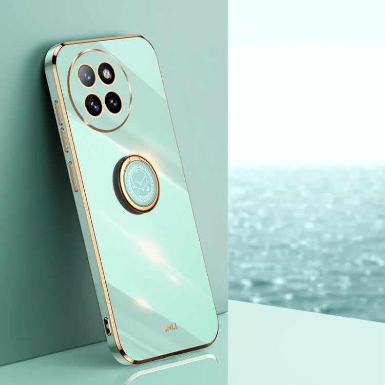 For Xiaomi Civi 4 Pro XINLI Straight 6D Plating Gold Edge TPU Shockproof Case with Ring Holder(Mint Green) - Xiaomi Cases by XINLI | Online Shopping South Africa | PMC TechLife | Buy Now Pay Later Mobicred