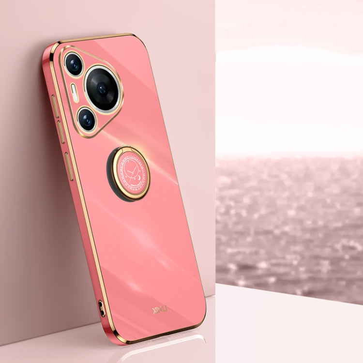 For Huawei Pura 70 Pro / Pura 70 Pro+ XINLI Straight 6D Plating Gold Edge TPU Shockproof Case with Ring Holder(Hawthorn Red) - free shipping - PMC Jewellery - Order now!