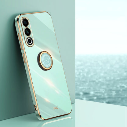 For Meizu 20 5G XINLI Straight Edge 6D Electroplate TPU Phone Case with Ring Holder(Mint Green) - Meizu by XINLI | Online Shopping South Africa | PMC Jewellery | Buy Now Pay Later Mobicred