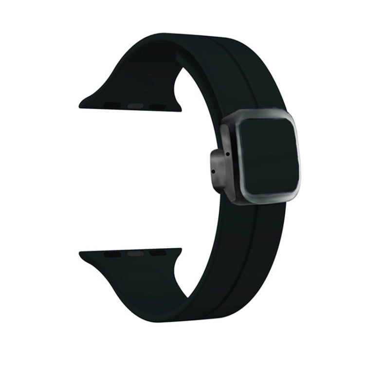 For Apple Watch SE 2023 44mm Magnetic Square Buckle Silicone Watch Band(Black) - Watch Bands by PMC TechLife | Online Shopping South Africa | PMC TechLife