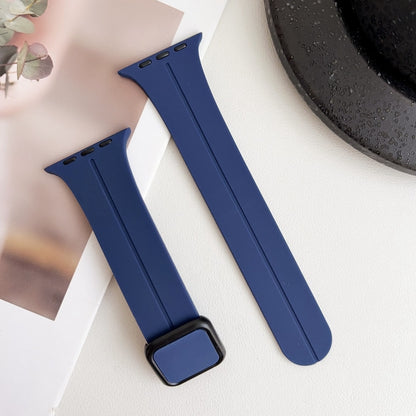 For Apple Watch SE 2023 44mm Magnetic Square Buckle Silicone Watch Band(Midnight Blue) - Watch Bands by PMC Jewellery | Online Shopping South Africa | PMC Jewellery