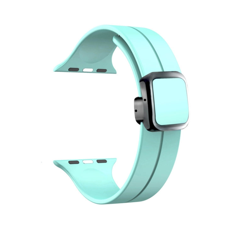 For Apple Watch SE 2023 40mm Magnetic Square Buckle Silicone Watch Band(Sapphire Blue) - Watch Bands by PMC Jewellery | Online Shopping South Africa | PMC Jewellery