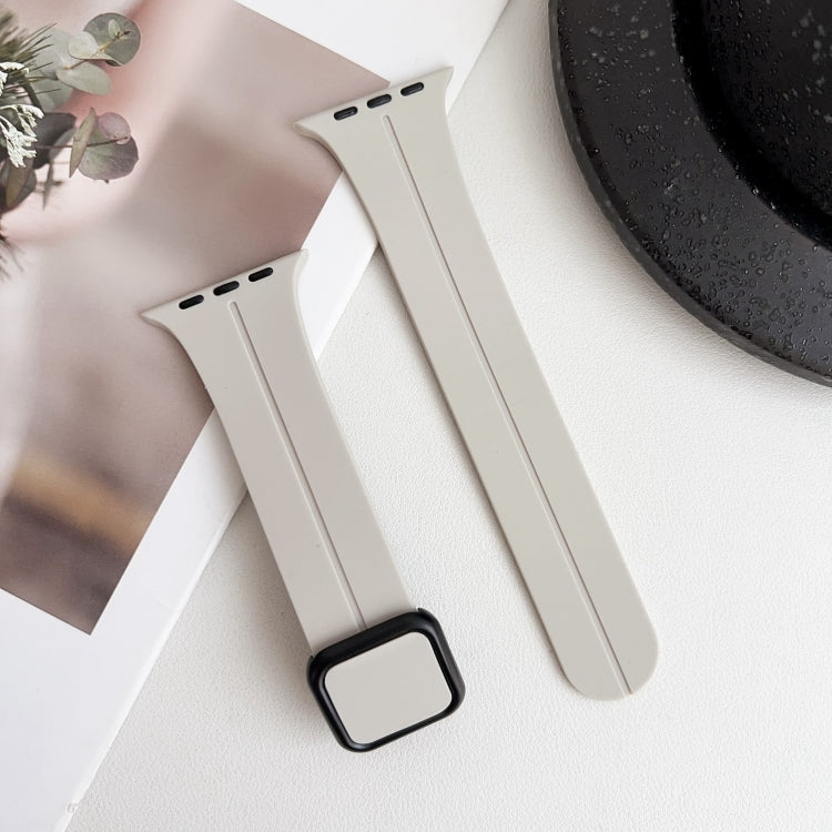 For Apple Watch SE 2023 40mm Magnetic Square Buckle Silicone Watch Band(Starlight) - Watch Bands by PMC TechLife | Online Shopping South Africa | PMC TechLife