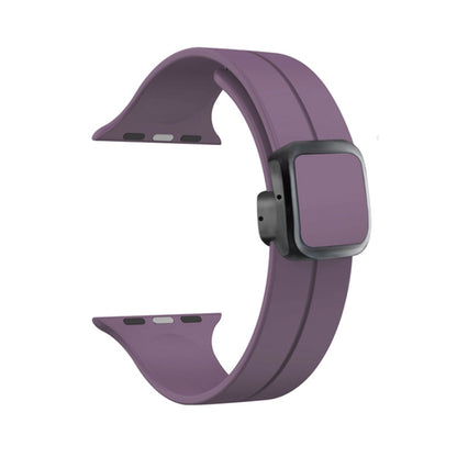 For Apple Watch Series 9 45mm Magnetic Square Buckle Silicone Watch Band(Fruit Purple) - Watch Bands by PMC Jewellery | Online Shopping South Africa | PMC Jewellery