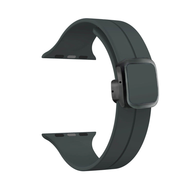 For Apple Watch Series 8 41mm Magnetic Square Buckle Silicone Watch Band(Dark Grey) - Watch Bands by PMC TechLife | Online Shopping South Africa | PMC TechLife