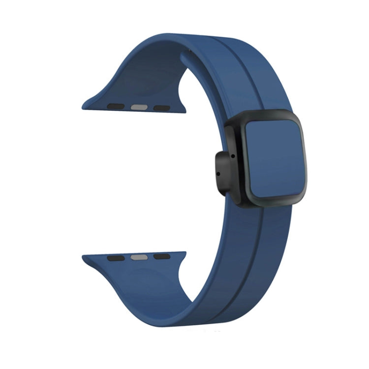 For Apple Watch Series 8 41mm Magnetic Square Buckle Silicone Watch Band(Midnight Blue) - Watch Bands by PMC Jewellery | Online Shopping South Africa | PMC Jewellery