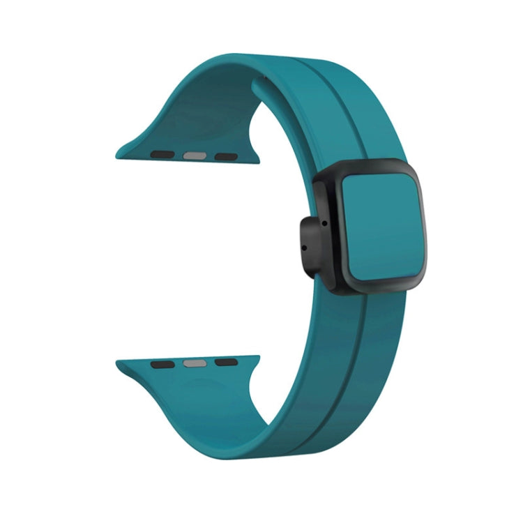 For Apple Watch Series 8 41mm Magnetic Square Buckle Silicone Watch Band(Rock Green) - Watch Bands by PMC Jewellery | Online Shopping South Africa | PMC Jewellery