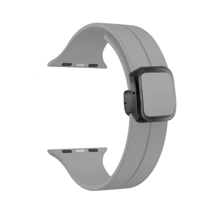 For Apple Watch Series 8 45mm Magnetic Square Buckle Silicone Watch Band(Cloud Gray) - Watch Bands by PMC Jewellery | Online Shopping South Africa | PMC Jewellery