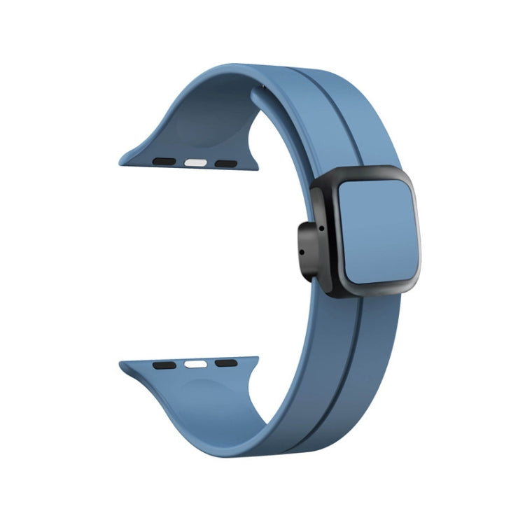 For Apple Watch SE 2022 40mm Magnetic Square Buckle Silicone Watch Band(Blue) - Watch Bands by PMC TechLife | Online Shopping South Africa | PMC TechLife