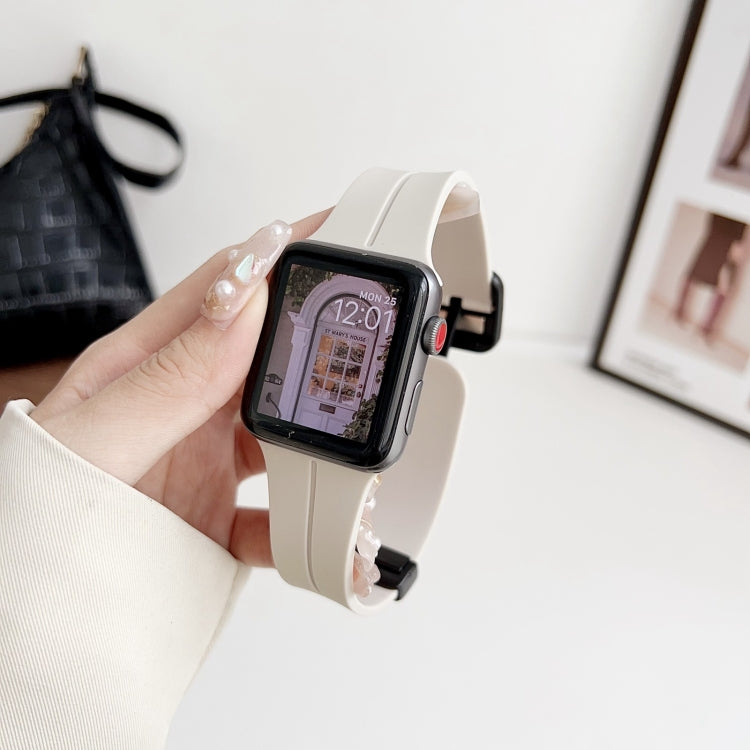 For Apple Watch Series 7 45mm Magnetic Square Buckle Silicone Watch Band(Starlight) - free shipping - PMC TechLife - Order now!