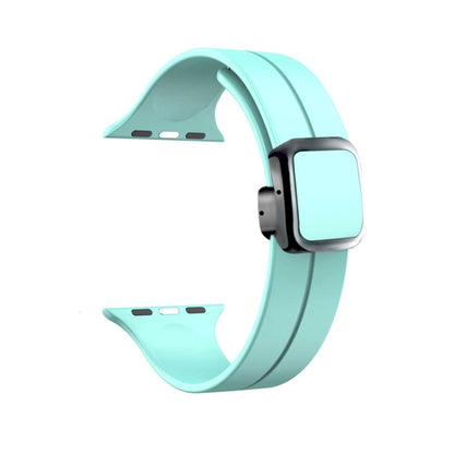 For Apple Watch SE 40mm Magnetic Square Buckle Silicone Watch Band(Sapphire Blue) - Watch Bands by PMC Jewellery | Online Shopping South Africa | PMC Jewellery