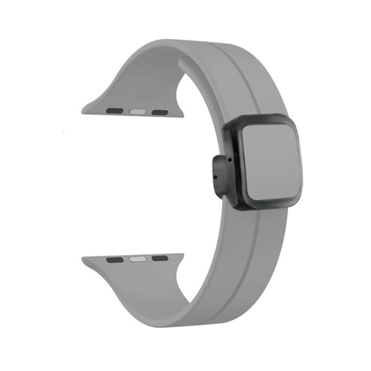 For Apple Watch SE 40mm Magnetic Square Buckle Silicone Watch Band(Cloud Gray) - Watch Bands by PMC Jewellery | Online Shopping South Africa | PMC Jewellery