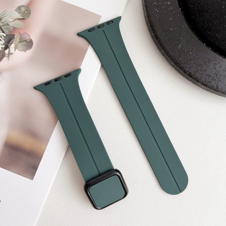 For Apple Watch Series 6 40mm Magnetic Square Buckle Silicone Watch Band(Pine Green) - Watch Bands by PMC TechLife | Online Shopping South Africa | PMC TechLife