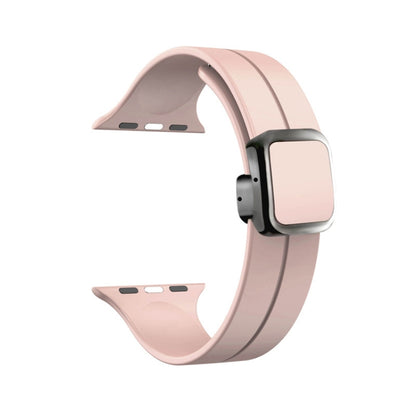 For Apple Watch Series 5 40mm Magnetic Square Buckle Silicone Watch Band(Sand Pink) - Watch Bands by PMC Jewellery | Online Shopping South Africa | PMC Jewellery